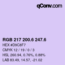 カラーコード: RGB 217 200.6 247.6 | qconv.com