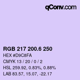 カラーコード: RGB 217 200.6 250 | qconv.com