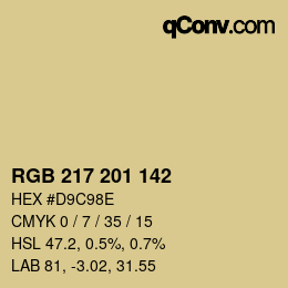 Color code: RGB 217 201 142 | qconv.com