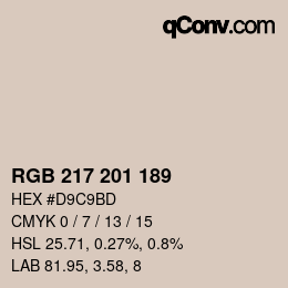 Color code: RGB 217 201 189 | qconv.com