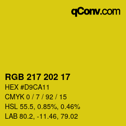 カラーコード: RGB 217 202 17 | qconv.com
