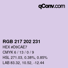 颜色代码: RGB 217 202 231 | qconv.com