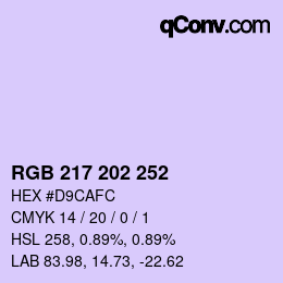 颜色代码: RGB 217 202 252 | qconv.com