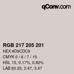 Color code: RGB 217 205 201 | qconv.com