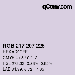 Color code: RGB 217 207 225 | qconv.com