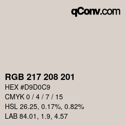 颜色代码: RGB 217 208 201 | qconv.com