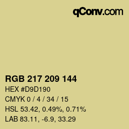 Color code: RGB 217 209 144 | qconv.com