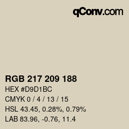 颜色代码: RGB 217 209 188 | qconv.com