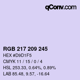 颜色代码: RGB 217 209 245 | qconv.com