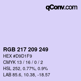 Color code: RGB 217 209 249 | qconv.com