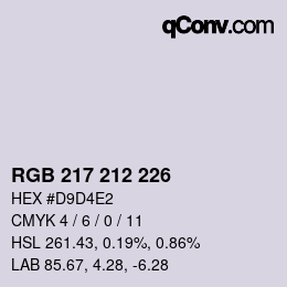 Color code: RGB 217 212 226 | qconv.com