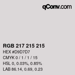 Farbcode: RGB 217 215 215 | qconv.com