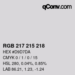 颜色代码: RGB 217 215 218 | qconv.com