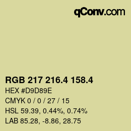カラーコード: RGB 217 216.4 158.4 | qconv.com