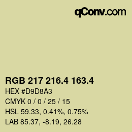 カラーコード: RGB 217 216.4 163.4 | qconv.com