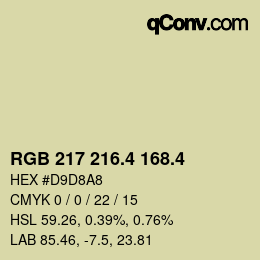 カラーコード: RGB 217 216.4 168.4 | qconv.com