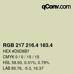 カラーコード: RGB 217 216.4 183.4 | qconv.com
