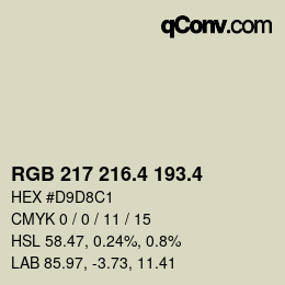 カラーコード: RGB 217 216.4 193.4 | qconv.com
