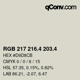 カラーコード: RGB 217 216.4 203.4 | qconv.com