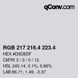 カラーコード: RGB 217 216.4 223.4 | qconv.com