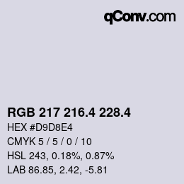 カラーコード: RGB 217 216.4 228.4 | qconv.com