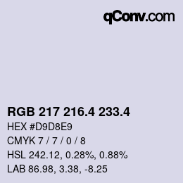 カラーコード: RGB 217 216.4 233.4 | qconv.com