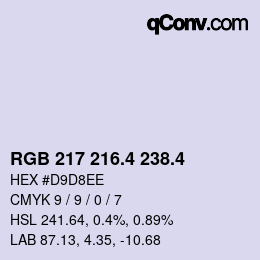 カラーコード: RGB 217 216.4 238.4 | qconv.com