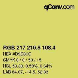 カラーコード: RGB 217 216.8 108.4 | qconv.com