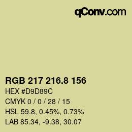 カラーコード: RGB 217 216.8 156 | qconv.com