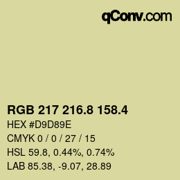 カラーコード: RGB 217 216.8 158.4 | qconv.com