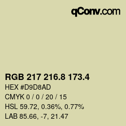 カラーコード: RGB 217 216.8 173.4 | qconv.com