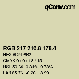 カラーコード: RGB 217 216.8 178.4 | qconv.com