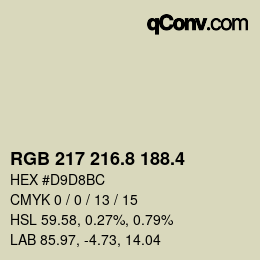 カラーコード: RGB 217 216.8 188.4 | qconv.com