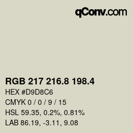 カラーコード: RGB 217 216.8 198.4 | qconv.com