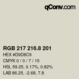 カラーコード: RGB 217 216.8 201 | qconv.com