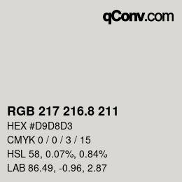 カラーコード: RGB 217 216.8 211 | qconv.com