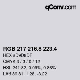 カラーコード: RGB 217 216.8 223.4 | qconv.com