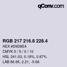 カラーコード: RGB 217 216.8 228.4 | qconv.com