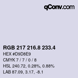 カラーコード: RGB 217 216.8 233.4 | qconv.com