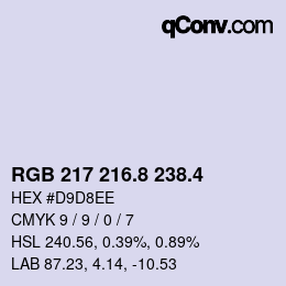 カラーコード: RGB 217 216.8 238.4 | qconv.com