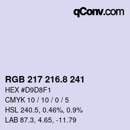 カラーコード: RGB 217 216.8 241 | qconv.com