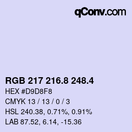 カラーコード: RGB 217 216.8 248.4 | qconv.com