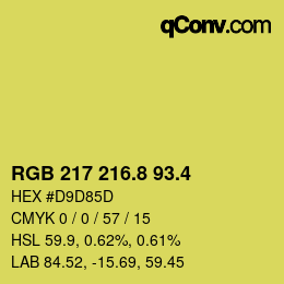 カラーコード: RGB 217 216.8 93.4 | qconv.com
