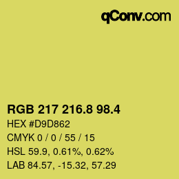 カラーコード: RGB 217 216.8 98.4 | qconv.com