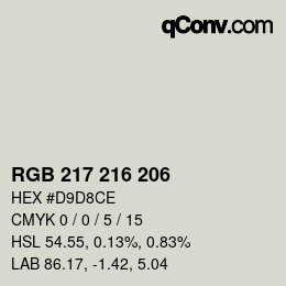 Color code: RGB 217 216 206 | qconv.com