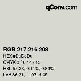 颜色代码: RGB 217 216 208 | qconv.com