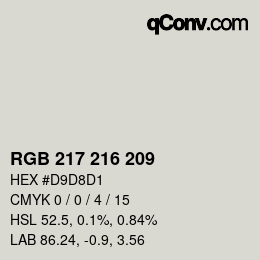 颜色代码: RGB 217 216 209 | qconv.com