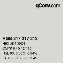 Color code: RGB 217 217 212 | qconv.com