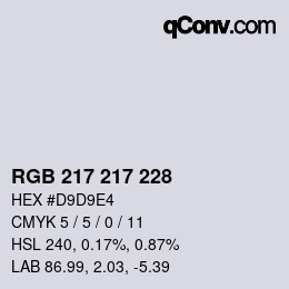 颜色代码: RGB 217 217 228 | qconv.com