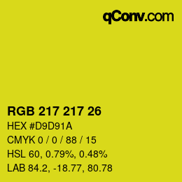 カラーコード: RGB 217 217 26 | qconv.com